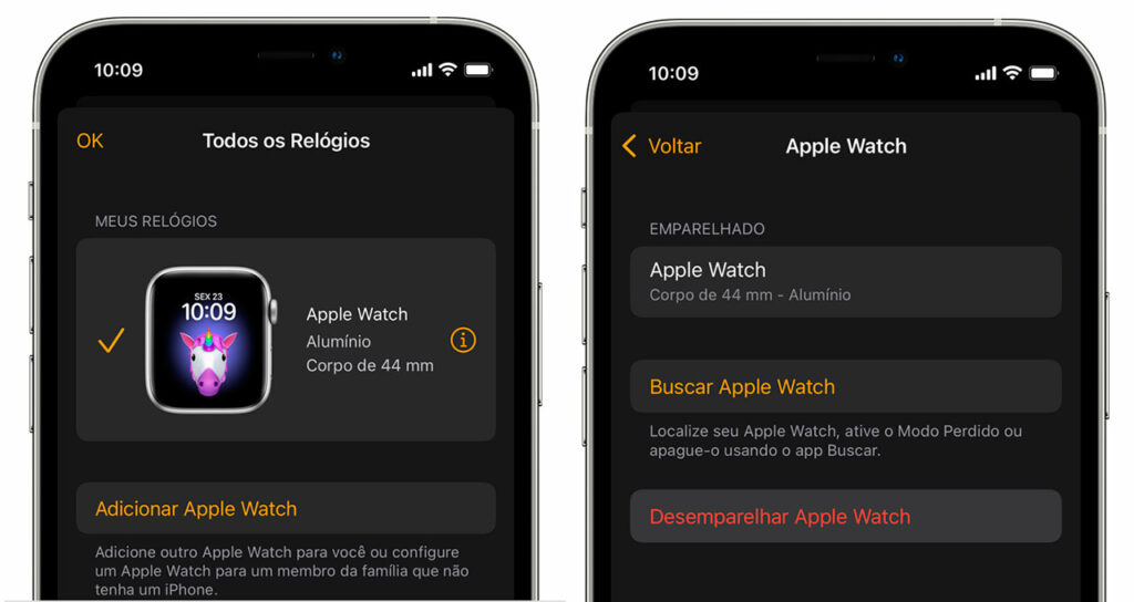 como desemparelhar apple watch pelo aplicativo no iphone